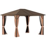 YMGSCC 10' X12' Hardtop Gazebo with Aluminum Frame,Metal Roof Gazebo Canopy W/ 2 Hooks,Curtains and Netting for Garden,Patio