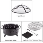 Fire Pit - 32-Inch Outdoor Wood Burning Firepit with Screen, Poker, and Cover - Outdoor Fire Pits for Backyard, Deck, or Patio by Pure Garden (Black) - Image 3
