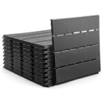 Plastic Interlocking Deck Tiles, 27 Pack Outdoor Flooring Waterproof, 12"x12" Patio Flooring for Pool Porch Poolside Balcony Backyard Porch, Dark Grey