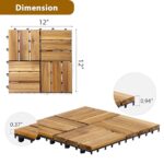 VICTORY RELAX Acacia Wood Decking Tiles 9PCS - Easy Snap Interlocking Deck Tiles for Patio Poolside Balcony Decor - All Weather Waterproof Flooring for Indoor & Outdoor (Round Joints) - Image 2