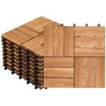 Yaheetech 10pcs Hardwood Interlocking Patio Deck Tiles Acacia Waterproof Wood Flooring Tiles for Patio Garden Poolside, 12'' x12'' Indoor Outdoor Use All Weather