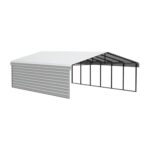 Arrow 2-Sided 20x29x9 Galvanized Steel Carport Kit - Eggshell (CPH202909ECL2)