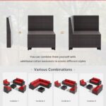 Gotland 10 Pieces Patio Furniture Set with 2 Swivel Rocking Chairs 1 Fire Pit Table, Patio Furniture in 4 Combinations with 1 Coffee Table Wide Armrests 29.5'' High Backrest, for Deck Garden Pool Red - Image 4