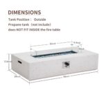 Naga Bahna 56" Propane Fire Pit Table, Rectangle Outdoor Fire Table w Glass Wind Guard(50,000 BTU), 2 Piece Patio Firepit Table Gas Fire Table w Fire Glass, Rain Cover for Outside, Backyard - Image 6