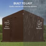 Best Choice Products 10x8ft Outdoor Storage Shed, Carport, Canopy Shelter, Dual Doors & Windows, Metal Frame, Weather-Resistant, Perfect for Storing Motorcycle, Bike, Garden Tools – Brown - Image 7