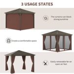 YMGSCC 10'x10' Metal Roof Gazebo Canopy with Curtains&Netting, Outdoor Hardtop Gazebo with Aluminum Frame for Garden, Patio - Image 4