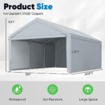 Quictent 13’x20’ Heavy Duty Carport Car Canopy Galvanized Car Boat Shelter with Removable Sidewalls, Reinforced Top Poles and Ground Bar-Grey - Image 7