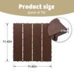 76 Pack Interlocking Deck Tiles, 11.42"x11.42" (68.80 Sq.Ft), 3D Wood Grain Plastic, Waterproof All-Weather Anti-Slip Outdoor Flooring, Easy-Snap Patio Balcony Backyard Garden Tiles, Brown - Image 2