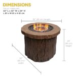 Alpine Corporation GXT962 Rustic Wood Look Fire Pit 50K BTU Gas with Adjustable Flame, Natural Décor for Lawn & Patio, 24" H, - Image 10