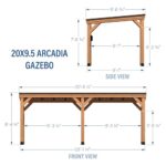 Backyard Discovery Arcadia 20' x 9.5' Cedar Wood Outdoor Gazebo Pavilion with Hardtop Galvanized Steel Slope Roof, Snow Support, Wind Resistance, PowerPort, Shade for Garden, Patio, Deck, Entertaining - Image 3