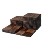 VICTORY RELAX Acacia Wood Flooring Interlocking Deck Tiles for Patio Decor 27 Pcs 12 Slats VR Brown - Waterproof Indoor & Outdoor Decor - Balcony Garden Decking Tile (12.2 * 12.2 * 0.7 inches)