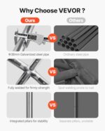 VEVOR Upgraded 10x20 FT Heavy Duty Carport Canopy with Roll-up Windows, All-Season Portable Garage with Removable Sidewalls & Doors, 12 Stakes & 12 Ropes, Car Tent for Car, Truck, Boat, Equipment - Image 5