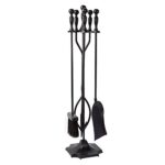 AMAGABELI GARDEN & HOME 5 Pcs Fireplace Tools Set 31" Wrought Iron Handle Large Fire Tool Set and Holder Indoor Outdoor Fireset Fire Pit Stand Poker Shovel Brush Wood Stove Log Tongs Accessories - Image 7