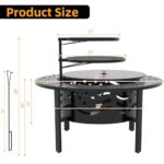 PrimeZone 42" Outdoor Fire Pit with 2 Grills - Wood Burning Firepit for Outside with Cover & Poker, Heavy Duty Metal Fire Pit Large Round Fireplace for Patio, Backyard, Picnic, Camping, Bonfire - Image 2