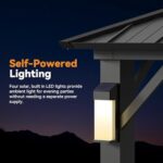 Modern Shade The Horizon Hardtop Gazebo 10' x 12' with 4 LED Lights, Permanent Outdoor Gazebo with Galvanized Steel Double Roof, Grill Pavilion with Decor Hooks, Mosquito Nettings, Black - Image 4