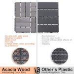 30 PCS Interlocking Deck Tiles, Solid Wood Patio Flooring Outdoor Waterproof, 12"x12"x0.8" Acacia Wood Tiles, Patio Tiles for Garden,Porch,Balcony,Poolside（Spiral & Grey - Image 3