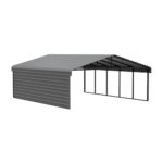 Arrow 1-Sided 20x24x9 Galvanized Steel Carport Kit - Charcoal (CPHC202409ECL1)