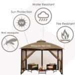 Gazebo Universal Replacement Mosquito Netting – Hugline 10' x 10' Outdoor Mesh Netting Screen 4-Panel Sidewall Curtain with Zipper (Brown) - Image 5