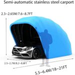 MGBIDMI Large Stainless Steel Carport, Hydraulic Folding Canopy, Heavy Duty Metal Semi Automatic Mobile Cold Proof Carport, Outdoor Retractable Shelter Car Awning,19.6x8.8x8.2ft - Image 6