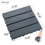 44 Pack Interlocking Deck Tiles, 12"x12"x0.8" Plastic Patio Flooring Outdoor Waterproof, All Weather Use for Balcony Porch Backyard Poolside（Dark Grey,Stripe） - Image 8