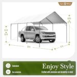 Carport Car Port Canopy 12x20 ft Heavy Duty, Portable Garage Shelter Logic Car Tents Carpas para Carros All Weather for Truck Boat, Galvanized Steel Frame Carports Height Adjustable White - Image 7
