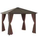 YMGSCC 10'x10' Metal Roof Gazebo Canopy with Curtains&Netting, Outdoor Hardtop Gazebo with Aluminum Frame for Garden, Patio