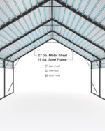 Garveelife 20'x20'x13' Metal Carport for 2 Cars, Heavy Duty Steel Frame for All Weather, Permanent Shelter for Boats, Full-Sized Pickup Trucks, and Tractors, N.W. 800 Lbs - Image 3