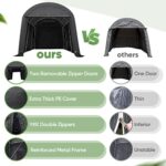 ADVANCE OUTDOOR 10x15 ft Shelter Storage Shed Steel Metal Round Peak Roof Portable Garage Carport for Motorcycle, Boat, or Garden Tools with 2 Roll up Doors & Vents, Gray - Image 5