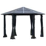 YMGSCC 13' X 13' Hardtop Hexagonal Gazebo Canopy with Steel Roof, Heavy-Duty Aluminum Alloy Frame Ventilating Mesh Sidewalls