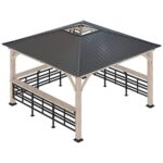 YMGSCC 11' x 11' Outdoor Barbecue Gazebo Awning with bar Metal Acrylic Combination roof, Solid Wood Frame Gazebo - Image 3