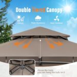 SUNCROWN Outdoor Grill Gazebo 8 x 5, Patio Double Tiered BBQ Canopy w/Air Vent, Gazebo Canopy with 8 Hook Tools for Barbecue Picnic Garden, Backyard, Poolside -Brown - Image 7