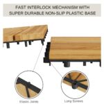9 PCS Interlocking Deck Tiles 12" x 12" - Premium Acacia Wood Patio Tiles Waterproof - Deck Tiles Interlocking All Weather Waterproof Flooring - Easy Installation for Indoor & Outdoor (Golden Steak) - Image 3