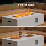 Ciays 43Inch Propane Fire Pit, 50000 BTU Outdoor Gas Fire Pit Table with CSA Certification, Glass Rocks, Rectangular Heater for Patio, Backyard, Deck, Balcony, with Waterproof Cover & Adjustable Legs - Image 6