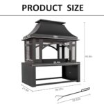 39" Fire Pits with Wood Storage for Outside, Large Wood Burning Outdoor Fireplace with Chimney, Mesh Spark Screen & Fire Poker, Idea for Backyard, Patio, Party, Camping, Picnic - Image 6