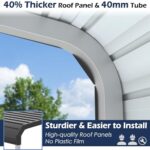 Xilingol Metal Carport, Heavy Duty Carport Canopy with Galvanized Steel Frame and Roof, Outdoor Storage Shed, Car Tent Garage Shelter for Pickup, Truck, Boat and Tractor, Grey (12x20 FT) - Image 4