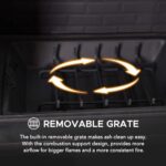 Sunjoy Outdoor Fireplace, Heavy Duty Patio Wood Burning Fireplace with Steel Chimney, Mesh Spark Screen Doors, Removable Grate and Fire Poker, Black - Image 4