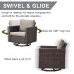 HUMMUH 5 Piece Patio Furniture Set with Fire Pit Table 41in 55,000 BTU,Wicker Outdoor Conversation Sets - Outdoor Swivel Rocker Chairs Patio Sofa for Porch,Garden,Backyard - Image 2