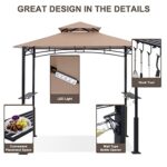 ABCCANOPY 8x5 Grill Gazebo - Outdoor BBQ Canopy Shelter with Led Light for Patio Backyard Grilling (Khaki) - Image 4