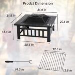 FDW Multifunctional Outdoor Fire Pit 32 Inch Table Metal Firepit Stove Backyard with Waterproof Cover for Patio Garden Fireplace, Camping, Outdoor Heating, Bonfire and Picnic - Image 7