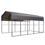 GREEN PARTY 14 x 25 ft Metal RV Carport Kits with Galvanized Steel Roof, Heavy Duty 2 Car Outdoor Car-Shed Canopy, Car Tent Metal Garage Shelter for RV, SUV, Truck, Tractors and Boats, Gray