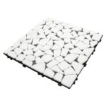 SUNWINGS 4PCS Natural Stone Interlocking Deck Tiles 12"x12" Pebble Waterproof Patio Deck, Outdoor Indoor Floor Decking Tiles for Porch Poolside Balcony Backyard, White - Image 9