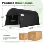 COBIZI Carports 10x20 Heavy Duty Portable Garage with All-Steel Metal Frame & Vents, Round Style Anti-Snow Waterproof Car Canopy Portable Carport Canopy Outdoor Storage Shelter for Car, Boat, Truck - Image 6