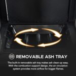 Sunjoy Outdoor Fireplace, Smith Collection Patio Wood Burning Steel Fireplace with Chimney, Spark Screen, Fire Poker, and Removable Grate, Copper with Yellow Tile - Image 3