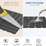 Goovilla Plastic Interlocking Deck Tiles, 9 Pack , 12"x12" Waterproof Outdoor Flooring All Weather Use, Patio Floor Decking Tiles for Porch Poolside Balcony Backyard, Dark Grey - Image 4