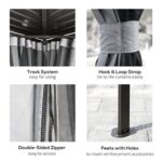 YMGSCC 10 X12 Hardtop Gazebo Aluminum Frame Gazebo,Permanent Metal Roof W/Curtains Netting for Patio Lawn and Garden, Grey - Image 8