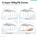 ADVANCE OUTDOOR 10x20 ft Heavy Duty Carport Potable Car Canopy Garage Party Tent Boat Shelter, Adjustable Height from 9.5 ft to 11 ft, White - Image 4