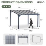 Aoxun 10' x 12' Gazebo for Patio, Gazebo Pergola with Sloped Roof, Large Wall-Mounted Heavy Duty Awnings, for Backyard, Deck, Patio - Image 5