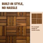 10 pcs Premium Acacia Wood Interlocking Decking Tiles – 12x12x0.9in Weatherproof Patio Flooring Outdoor – Interlocking Deck Tiles for Balcony, Backyar & Poolside, All-Weather Use (Golden Teak Finish) - Image 6
