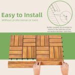 PrimeZone 16 PCS Solid Acacia Wood Border Trim for Interlocking Deck Tiles - 12" L Waterproof Side Pin End of Outdoor Flooring, Loop End Piece for Decking Floor, Natural - Image 5