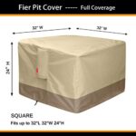 SheeChung Gas Fire Pit Cover Square - 600D Heavy Duty Patio Outdoor Fire Pit Table Cover with PVC Coating,100% Waterproof,Air Vents,Fits for 29/30/31/32 inch Fire Pit/Table Cover (32”L x 32”W x 24”H) - Image 2